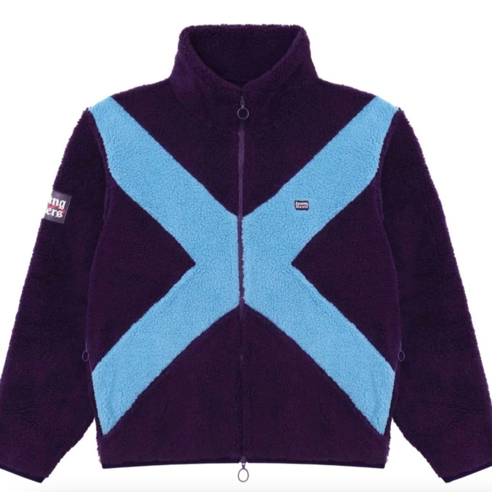 NWT Rowing Blazers Saltire Deep-Pile Sherpa "Jockey" Fleece Purple/Blue, Small